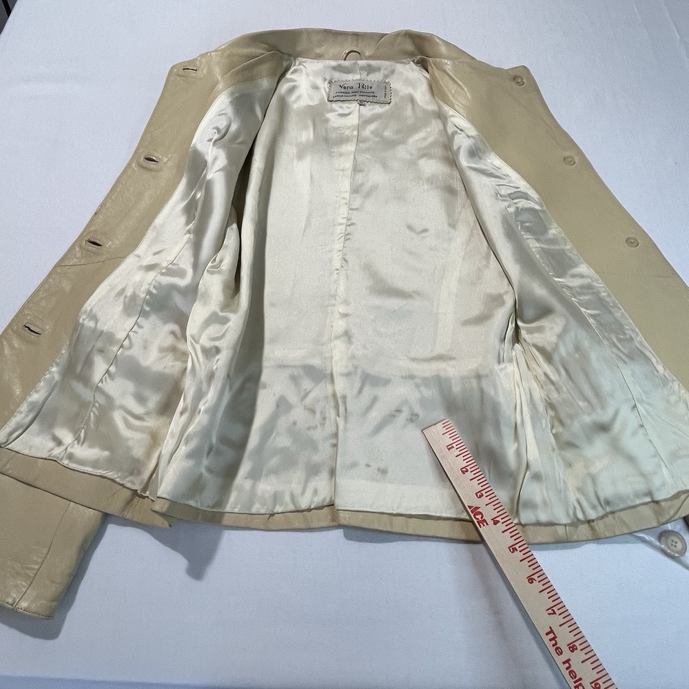 Vera Pelle Made in Italy Leather Stylish Yellow Jacket Size M (Italian size 42) - Picture 7 of 16